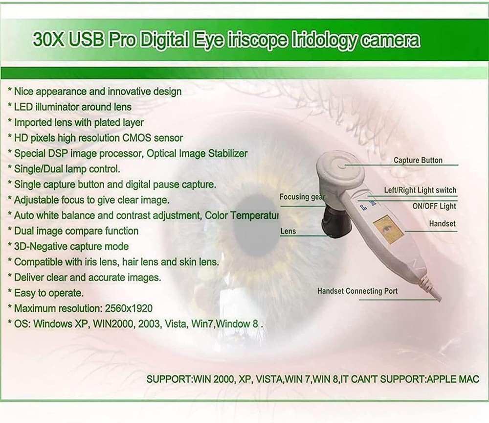 Analyzer Camera HD Iriscope Eye Camera with Analysis Software for Detailed Eye
