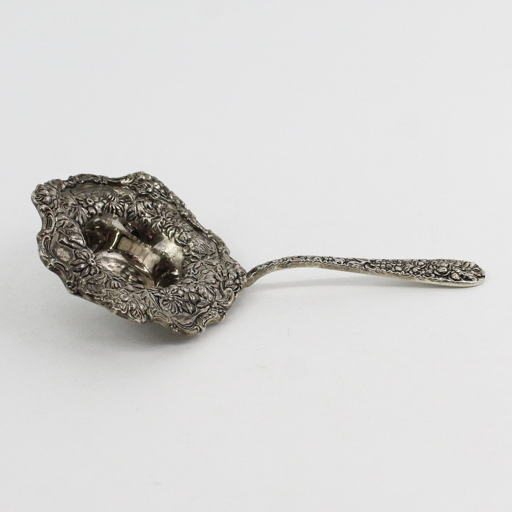 Vintage Godinger Silver Plated Tea Strainer Old Bouquet Pattern