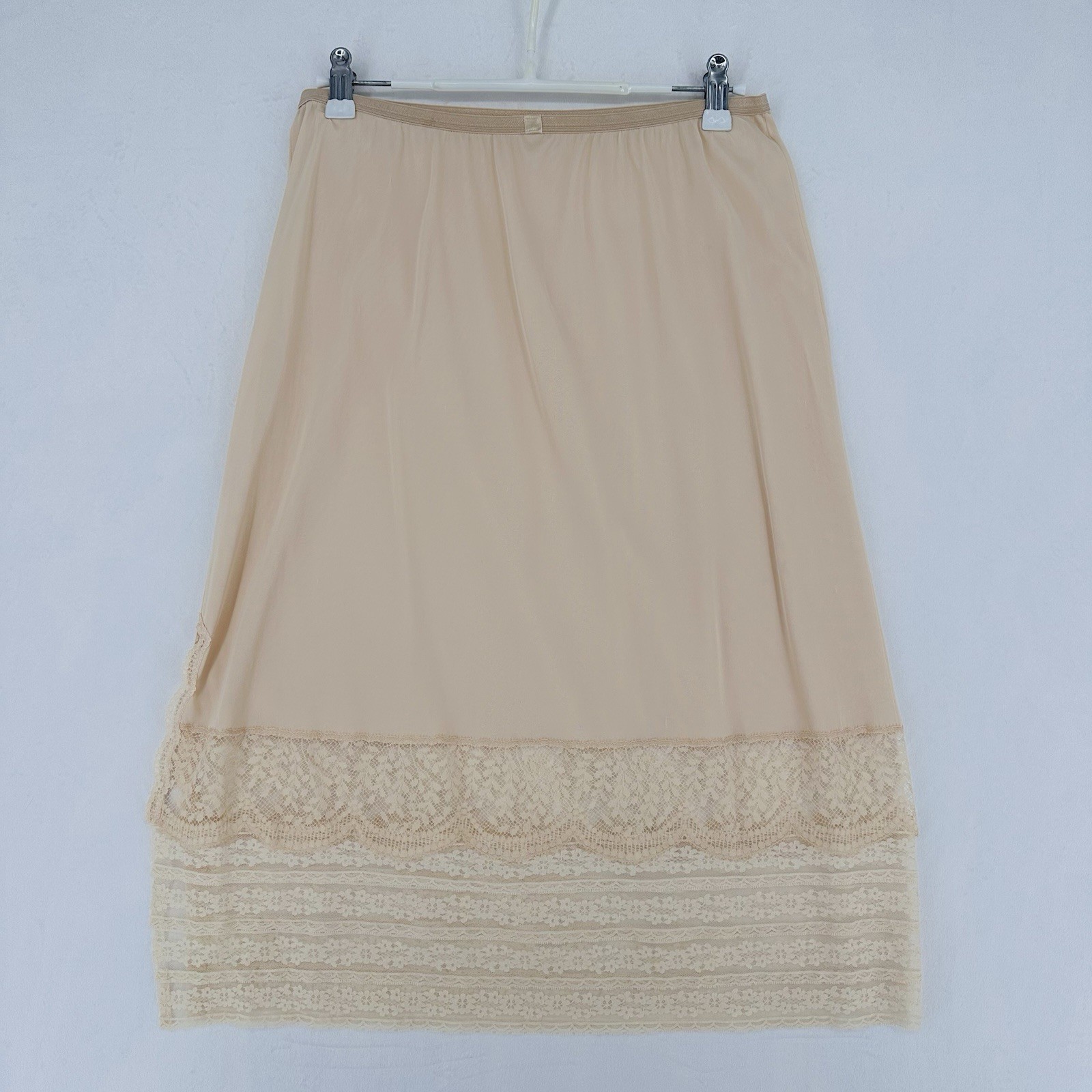 Vintage Vanity Fair Half Slip Lace Slit Trim Women's Size Medium Champagne