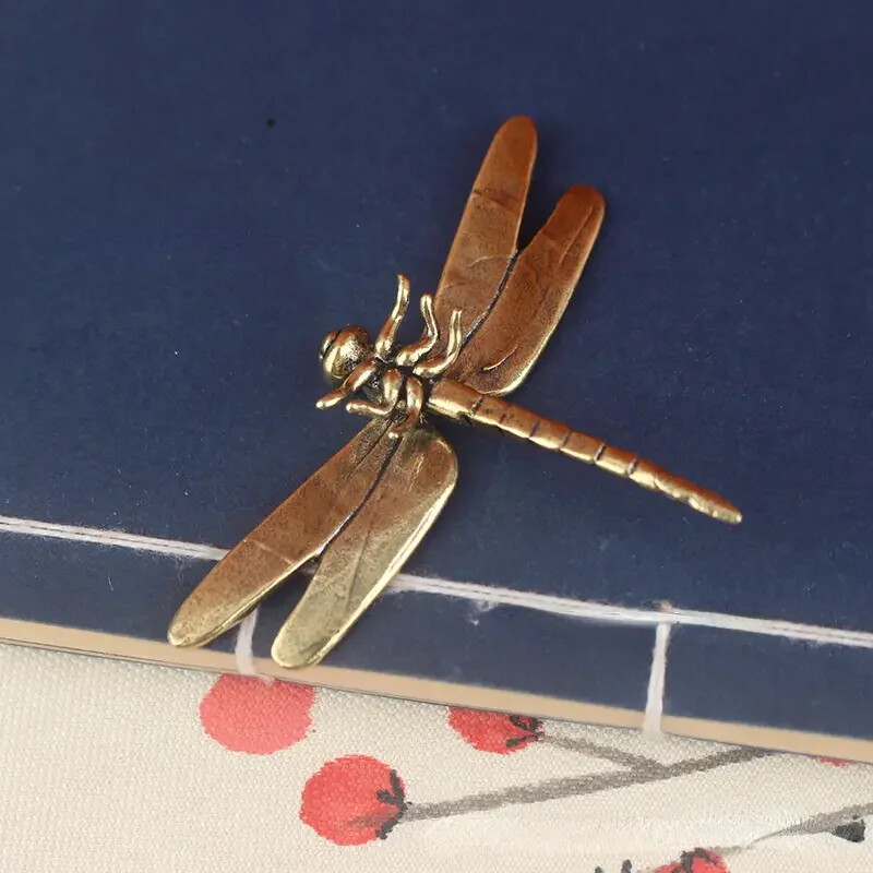 Vintage Brass Dragonfly Figurine Antique Design Style Home & Office Desk Decor