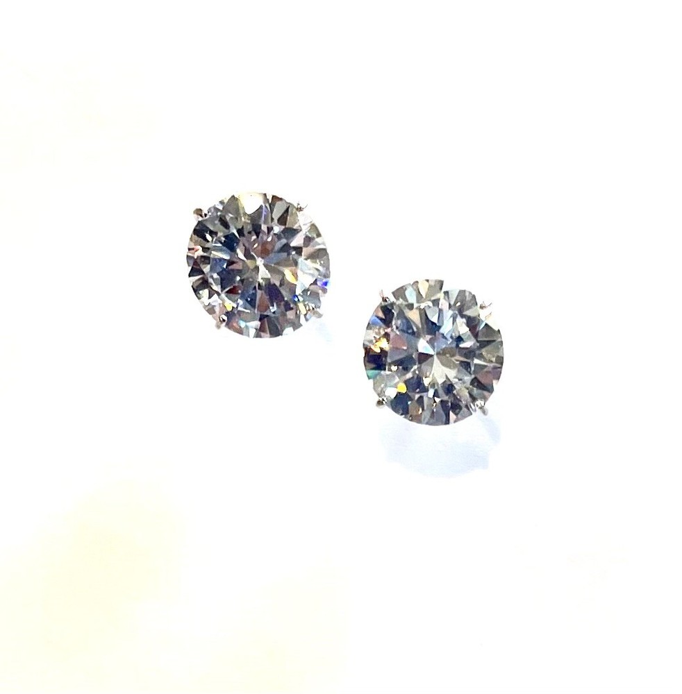 2 cts14k SOLID WHITE GOLD STUD EARRING LAB CREATED DIAMOND / 6MM ROUND
