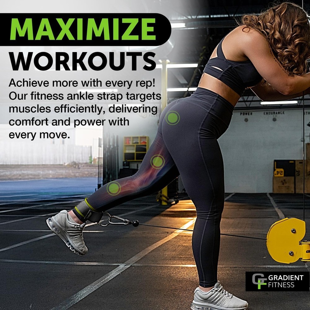 Gradient Fitness Ankle Straps (2 Pack) | Ankle Strap for Cable Machine, Ankle Ba