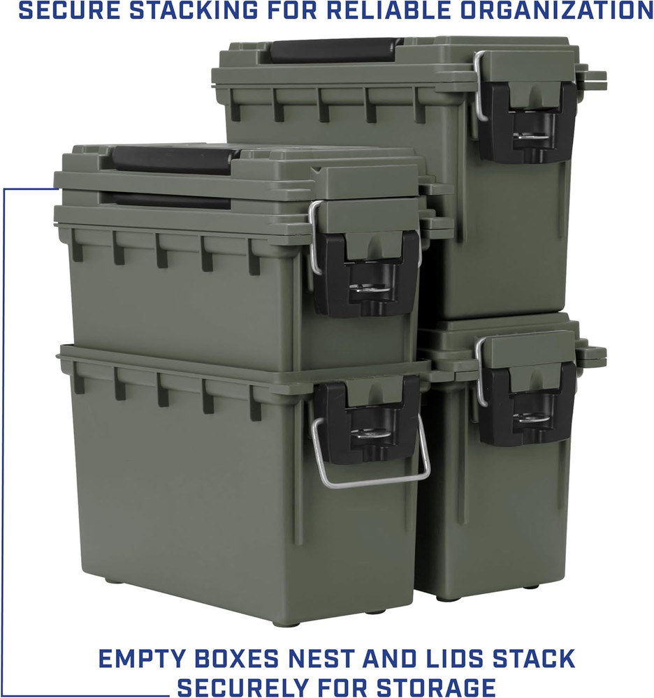 12626 Ammo Storage Box, Stackable .30 Cal Field Boxes, Water and Dust Resistant,