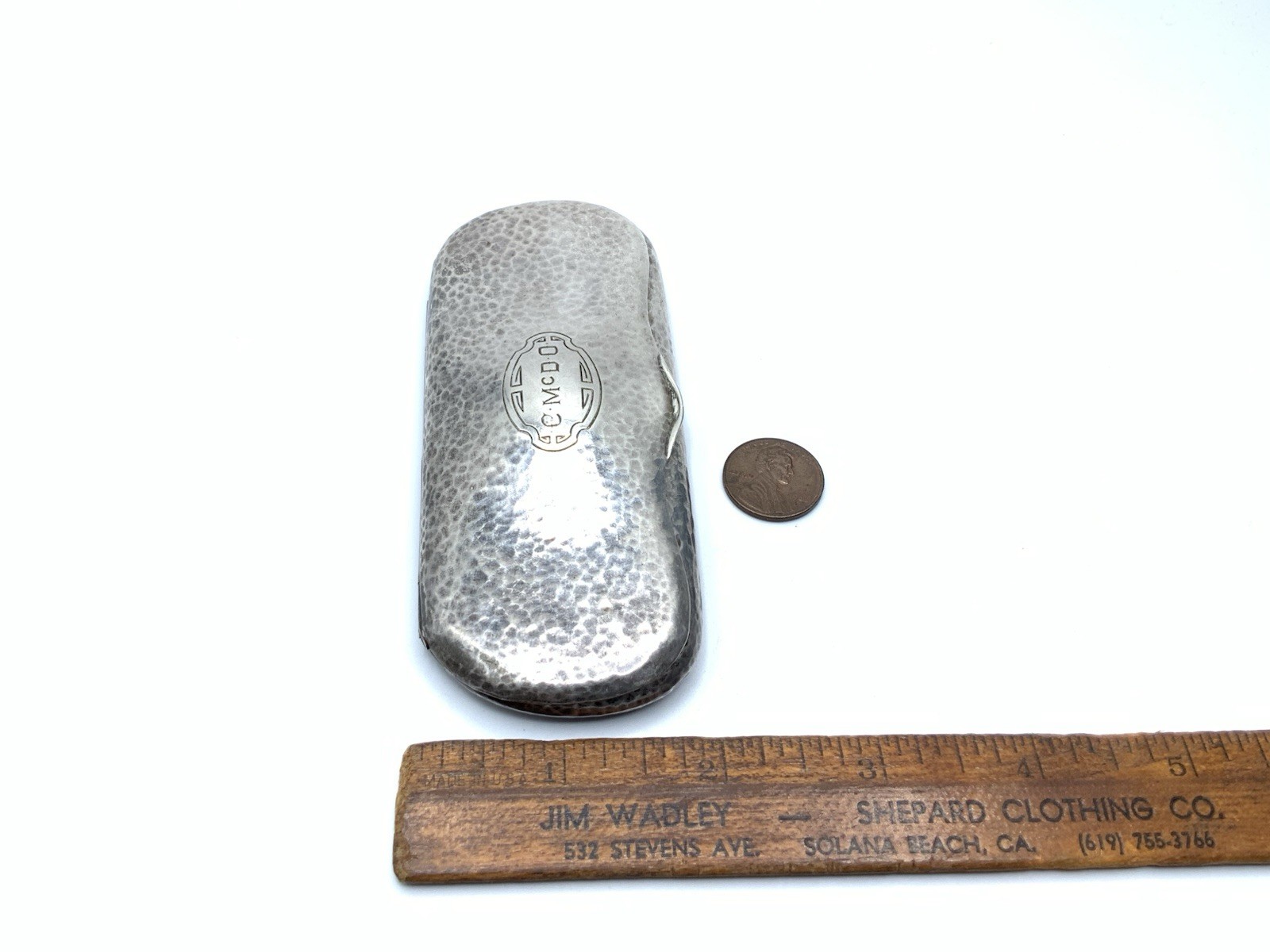 Blackinton Sterling Silver Vintage Deco Monogrammed Eyeglasses Case - 65.7g