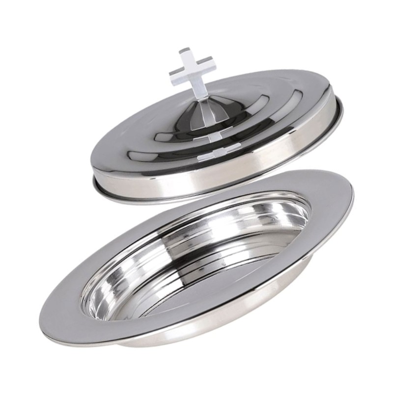 Multipurpose Stackable Communion Bread Serving Plate Stainless Steels Lid Church