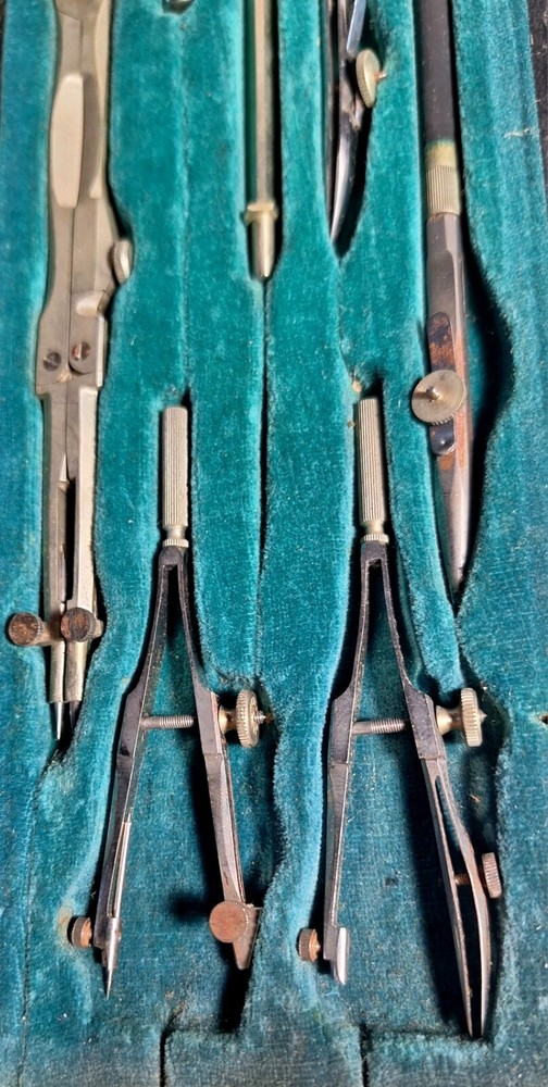 Vintage Fine German 7 Piece Drafting Set