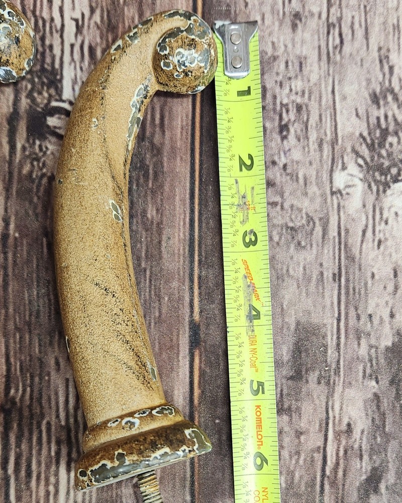 4 Yellow Vintage Antique Solid Cast Iron Hat-Coat-Robe-Hooks
