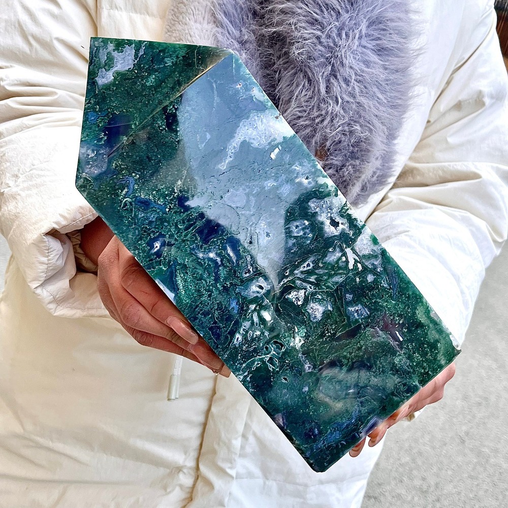 4.71LB Water grass agate wide column obelisk sample column