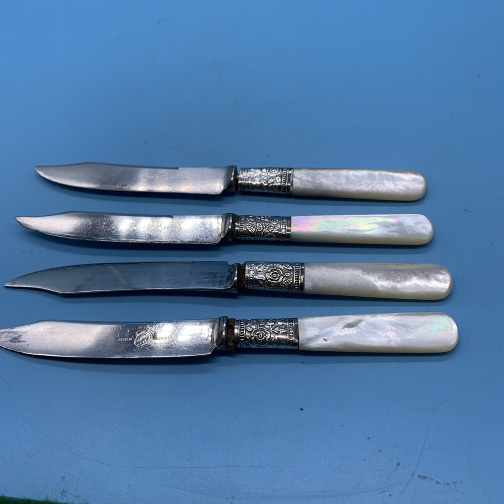 Antique John Primable Sterling Handle MOP Knifes