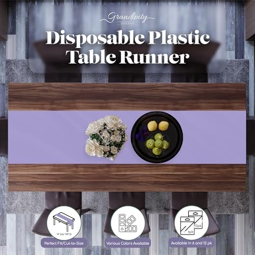12 Pack Premium Disposable Plastic Table Runner 14 x 12 Pack Rectangle Lavender