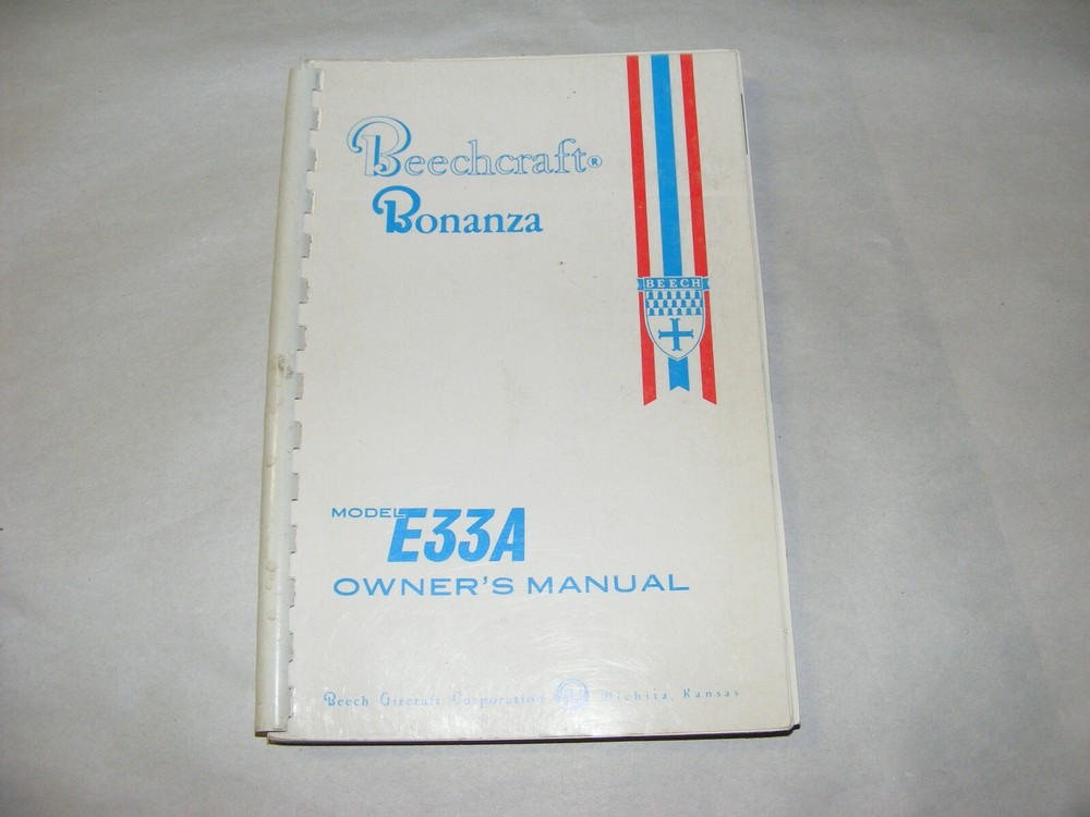 Vtg Beechcraft E33A Bonanza Owners Manual