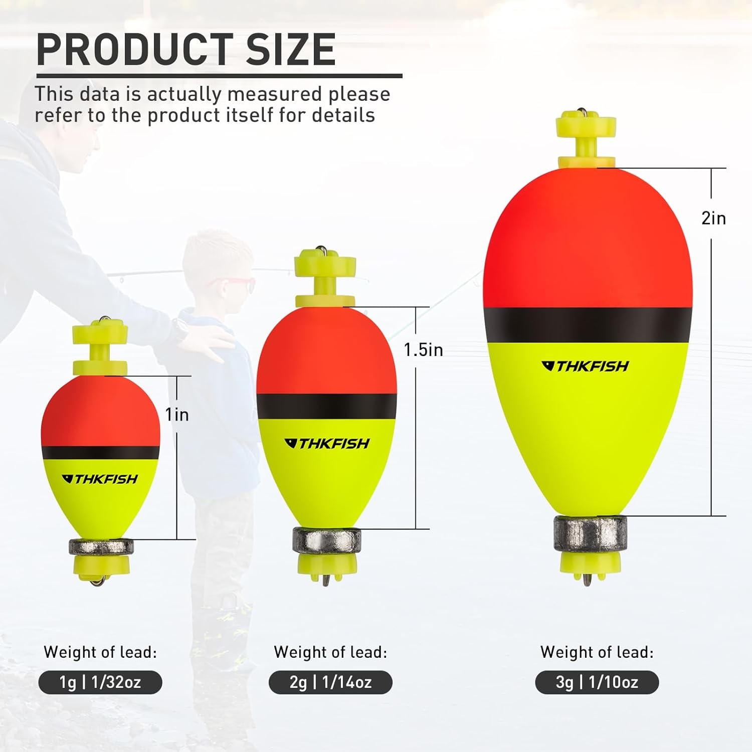 THKFISH Fishing Bobbers Floats Weighted Bobbers Foam Oval Slip Bobbers for Fish