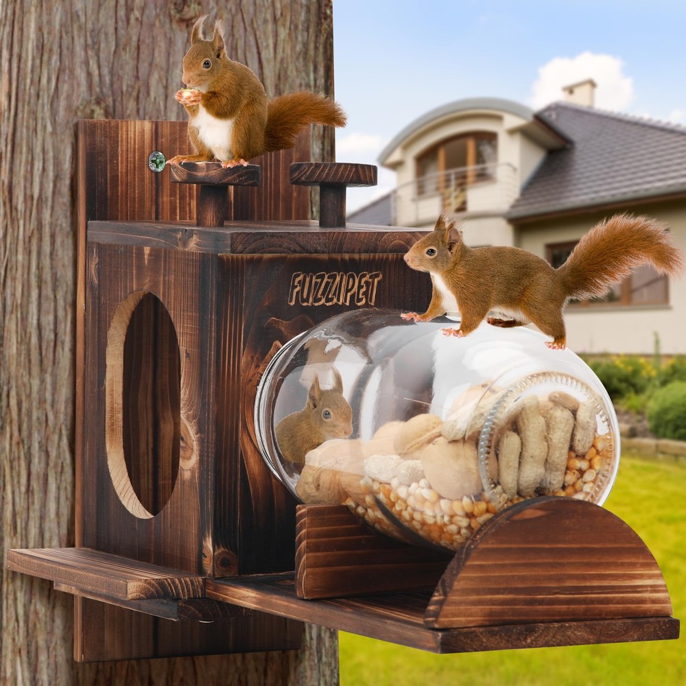 Large Squirrel Feeder with Removable Storage for Corn and Peanuts