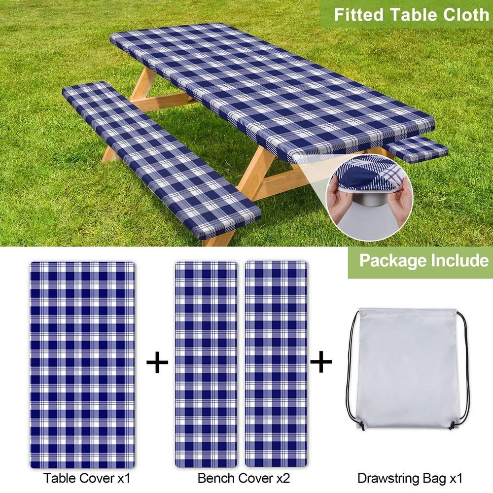 Picnic Table Cover with Bench Covers Camping Essentials Waterproof Windproof ...