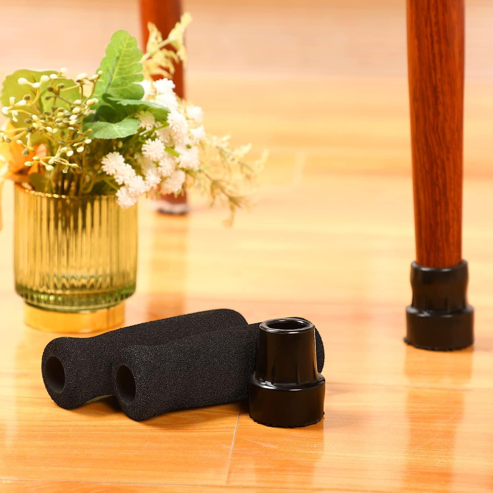 Replacement Cane Tips Set, 2 Pcs Rubber Cane Tips for 3/4 Inches/1.9 Cm Diameter