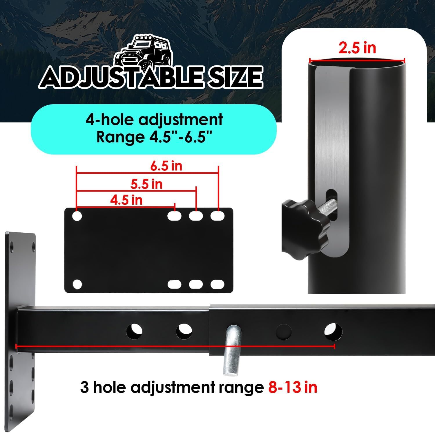 Full Stainless Steel Heavy Duty RV Flag Pole Mount,Frame/Hitch/Bumper 3 in 1