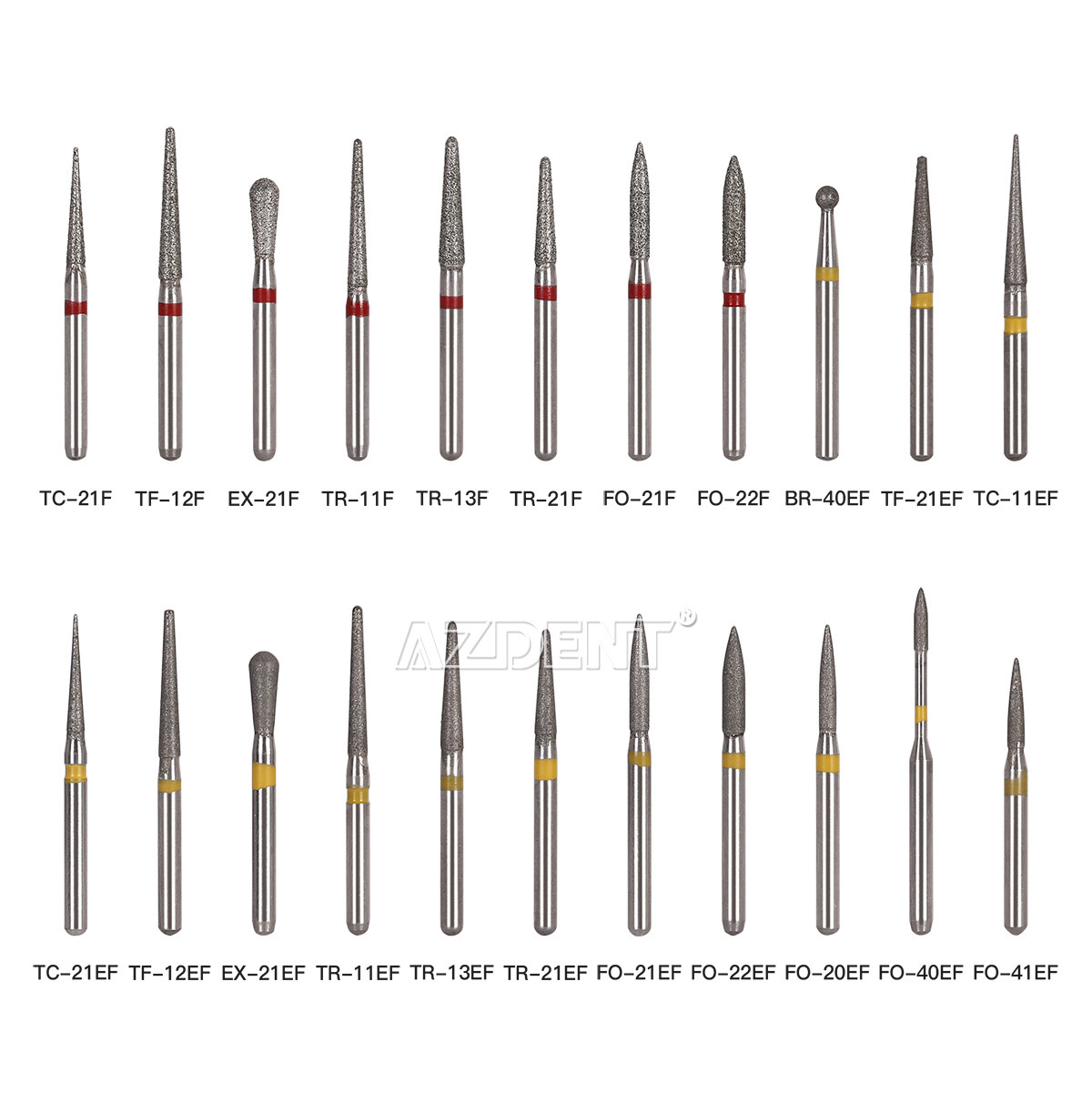 AZDENT Dental FG Diamond Burs for High Speed Handpiece Friction Grip 5pcs/pack