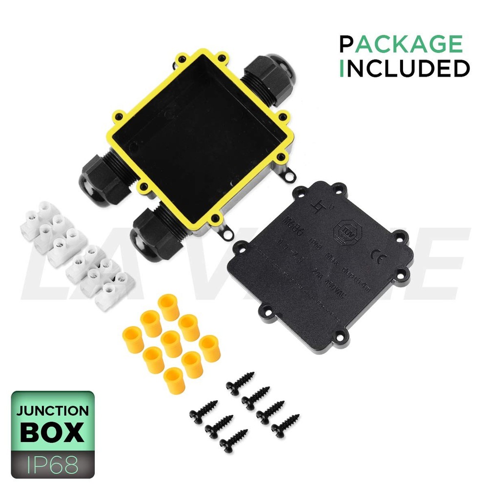3 Way Electrical Junction Box, IP68 Waterproof 3 Way Cable Connector Lighting...