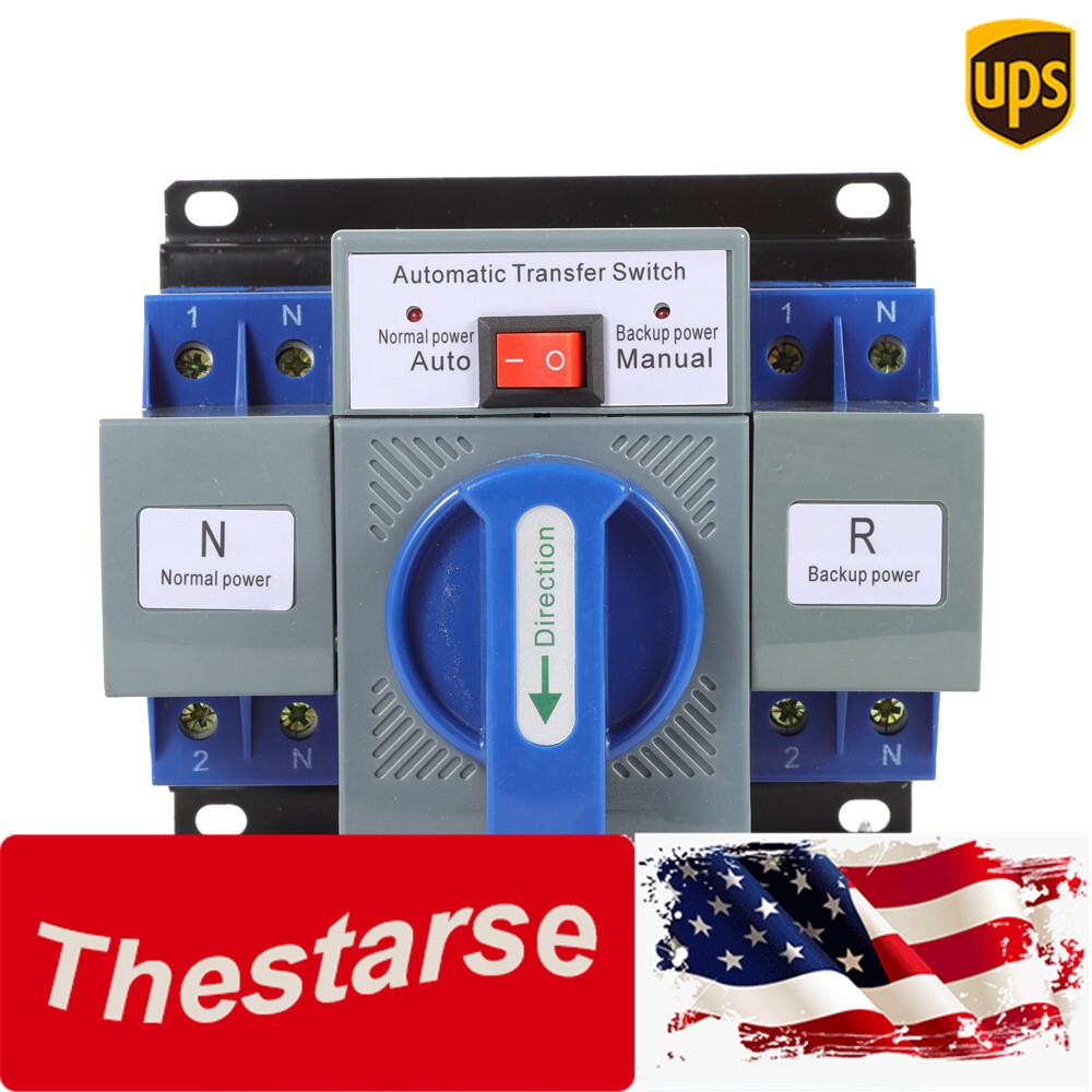 63A ATS Dual Power Automatic Transfer Switch for Generator Changeover Switch 2P