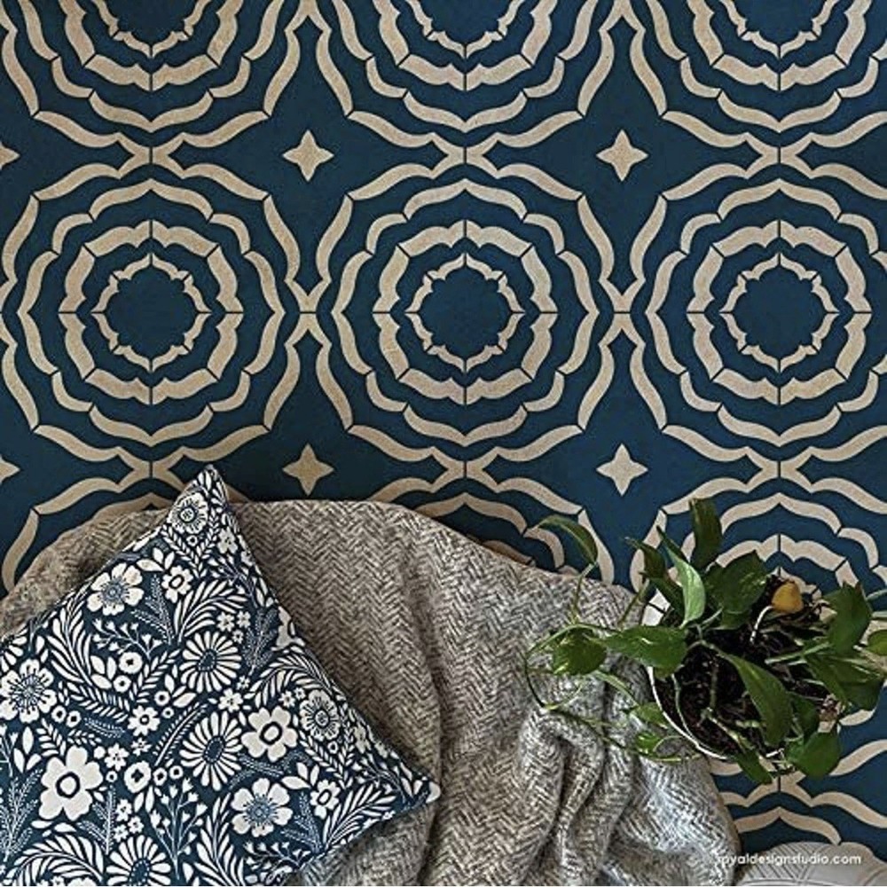 Modern Tile Stencil - Ripple Wave Design 18" x 18"