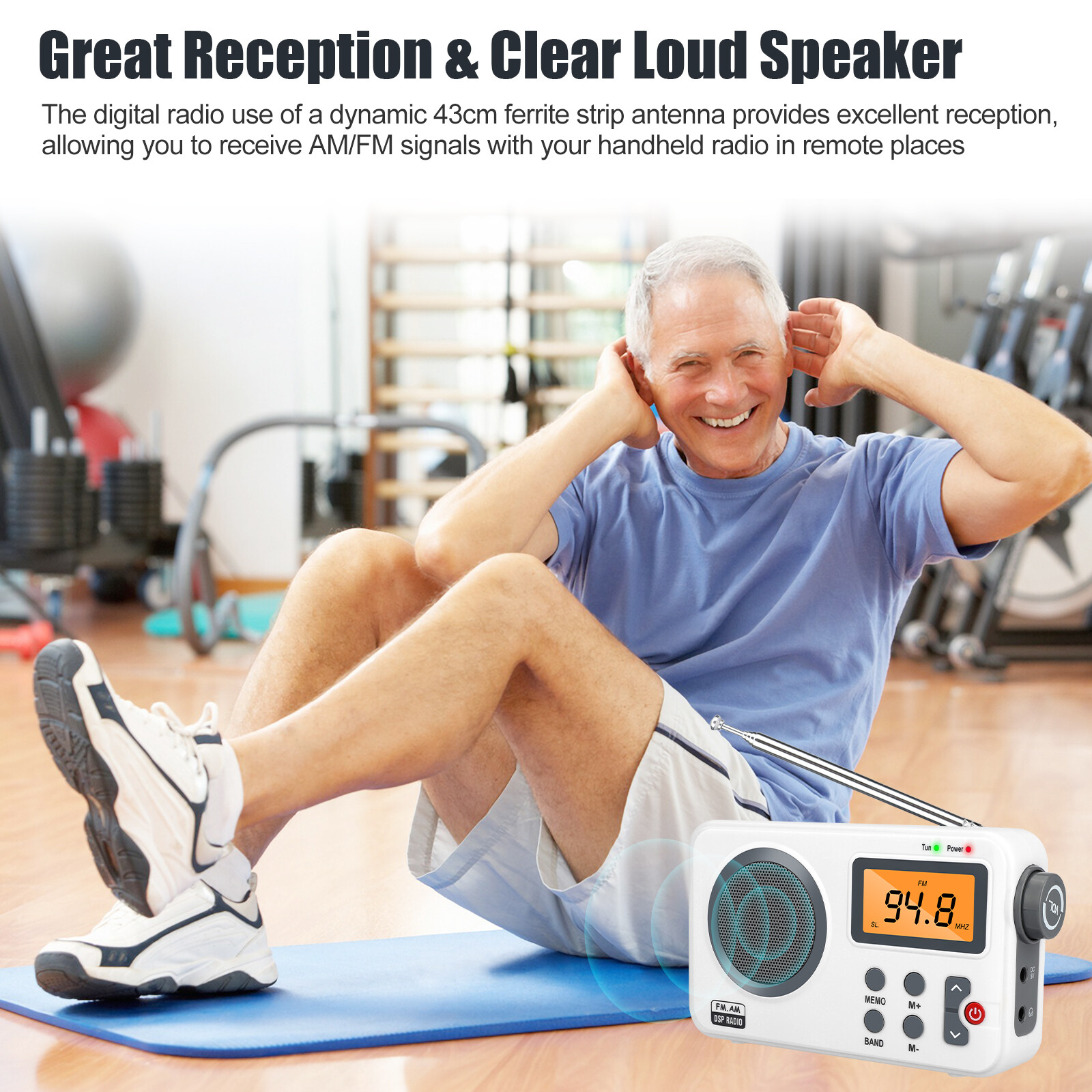 Rechargeable Portable FM/AM Radio Digital LCD Screen Clear Loud Speaker Player