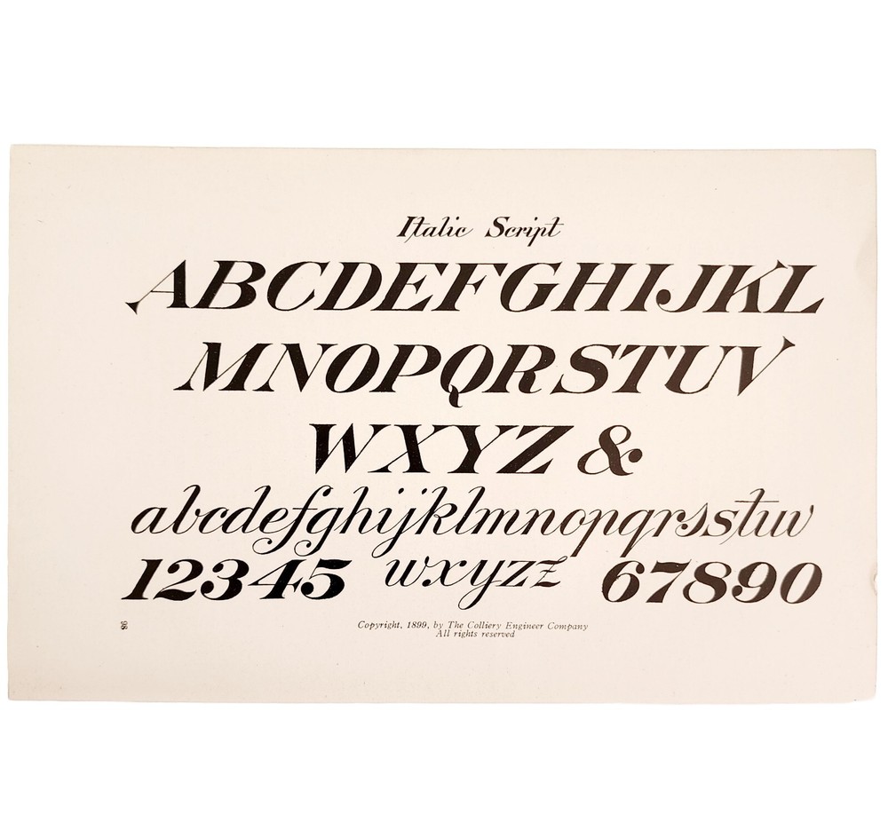 Italic Script Font Example 1899 Victorian Craft Supply Drawing Ephemera DWKK19