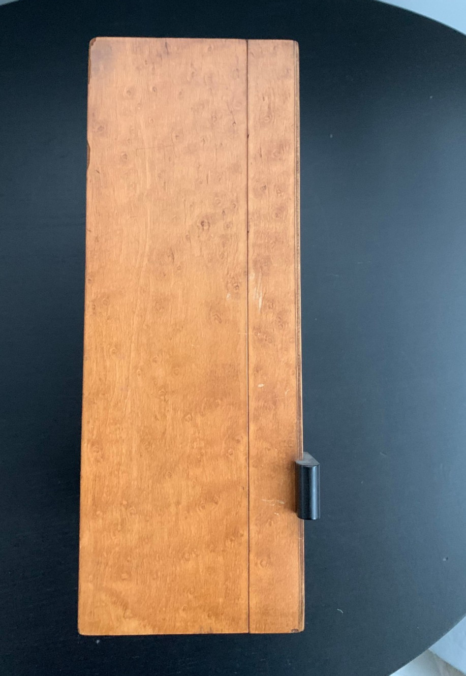 1930s Art Deco Barber Shop Cabinet Circle Glass Birdseye Maple Burton Chicago