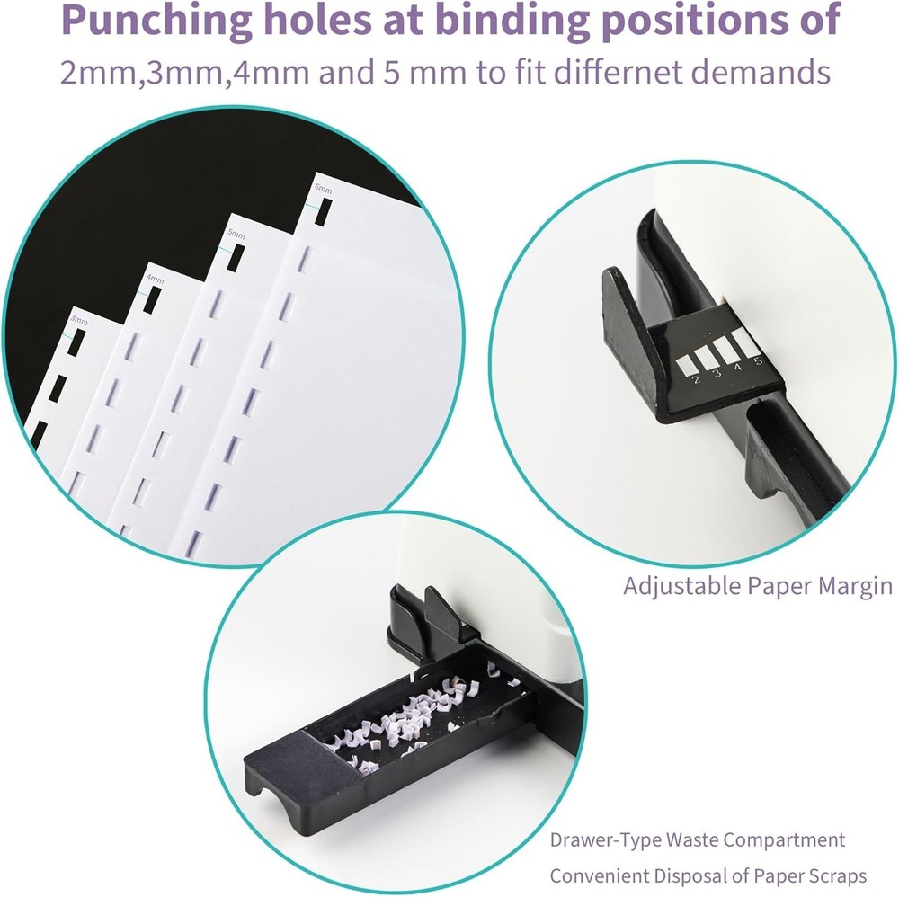 Professional Quality 19-Hole Binding Machine with Adjustable Margin & 100 Combs