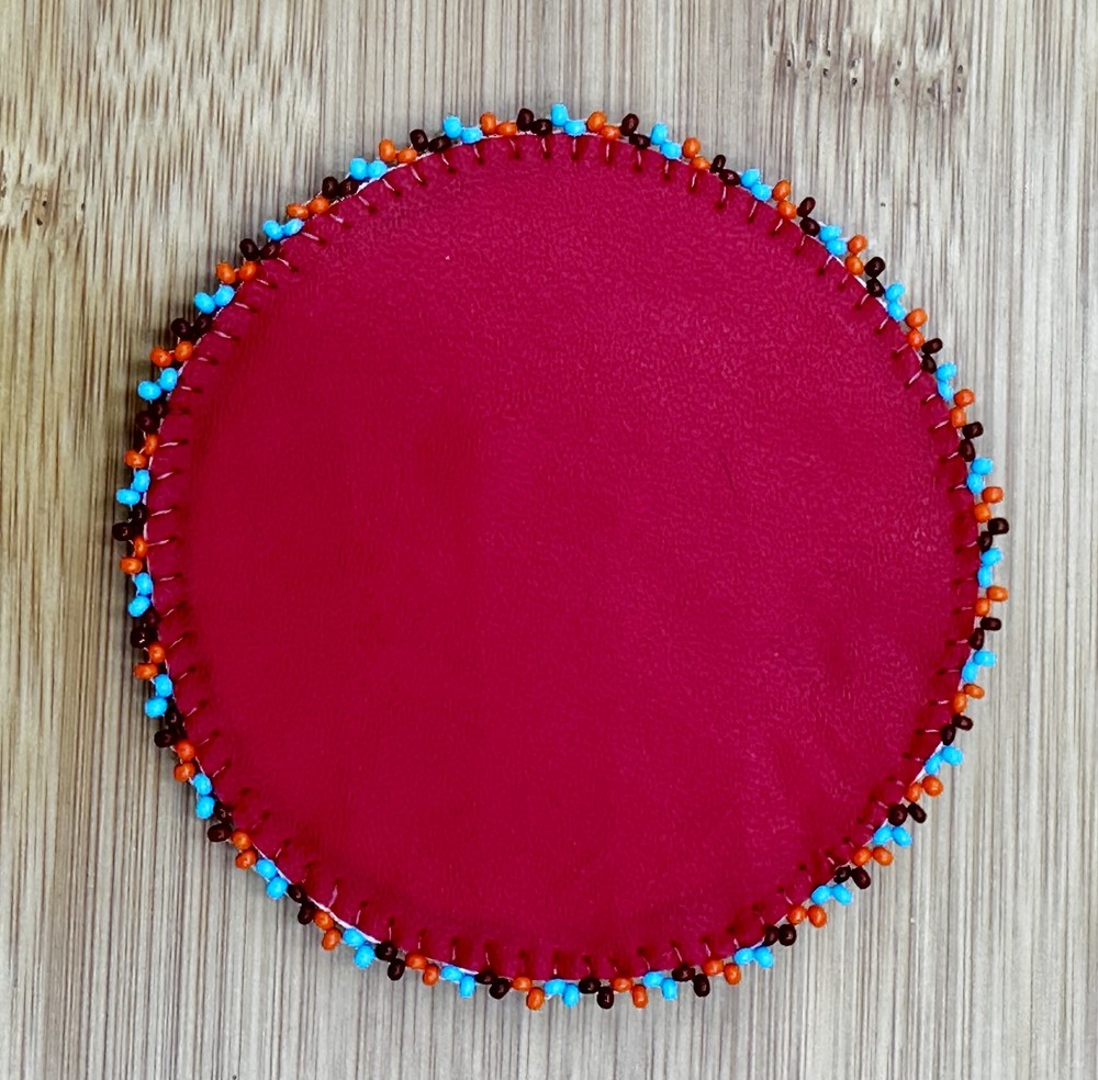 Handmade beaded White native style Aztec 3 inch rosette/applique
