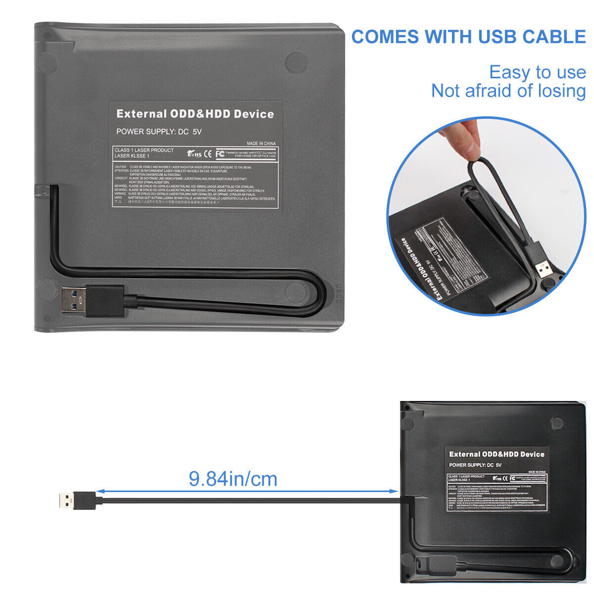 Slim External CD/DVD Drive USB 3.0 Player Burner Reader for Laptop PC Mac HP US