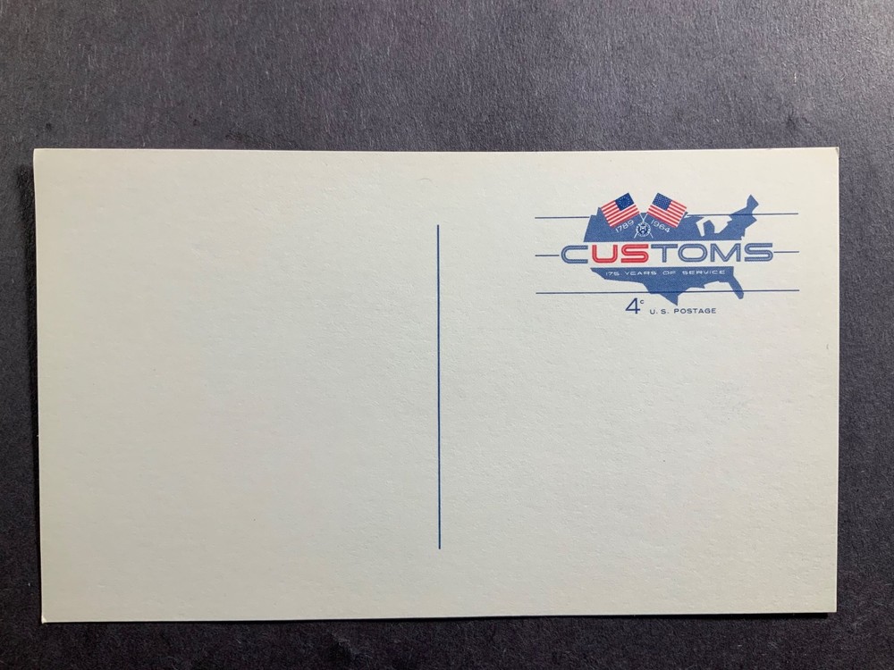 Very Good Condition Customs 4 Cent US Postage Postcard. 1964