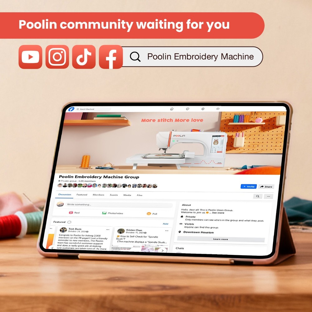 POOLIN EOC05RE（2in1） Sewing and Embroidery Machine Computerized Large LCD.