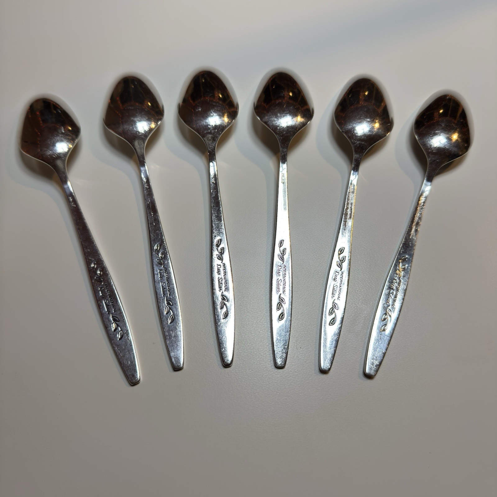 Set of 6 International Deep Silver Silverplate 1966 ~ Laurel Mist Tablespoon