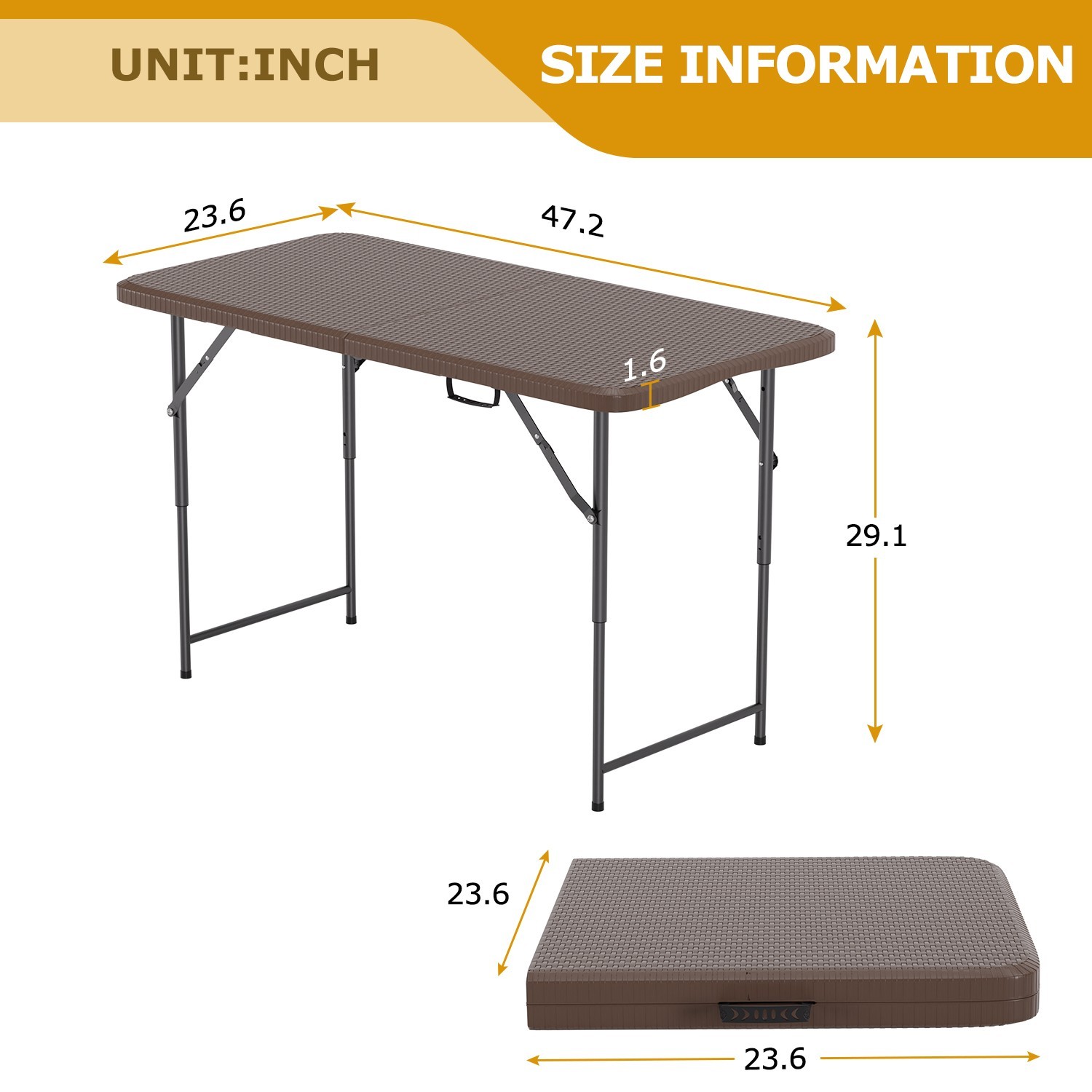 4FT Folding Table Half Portable Foldable Table Picnic Table for Office Home