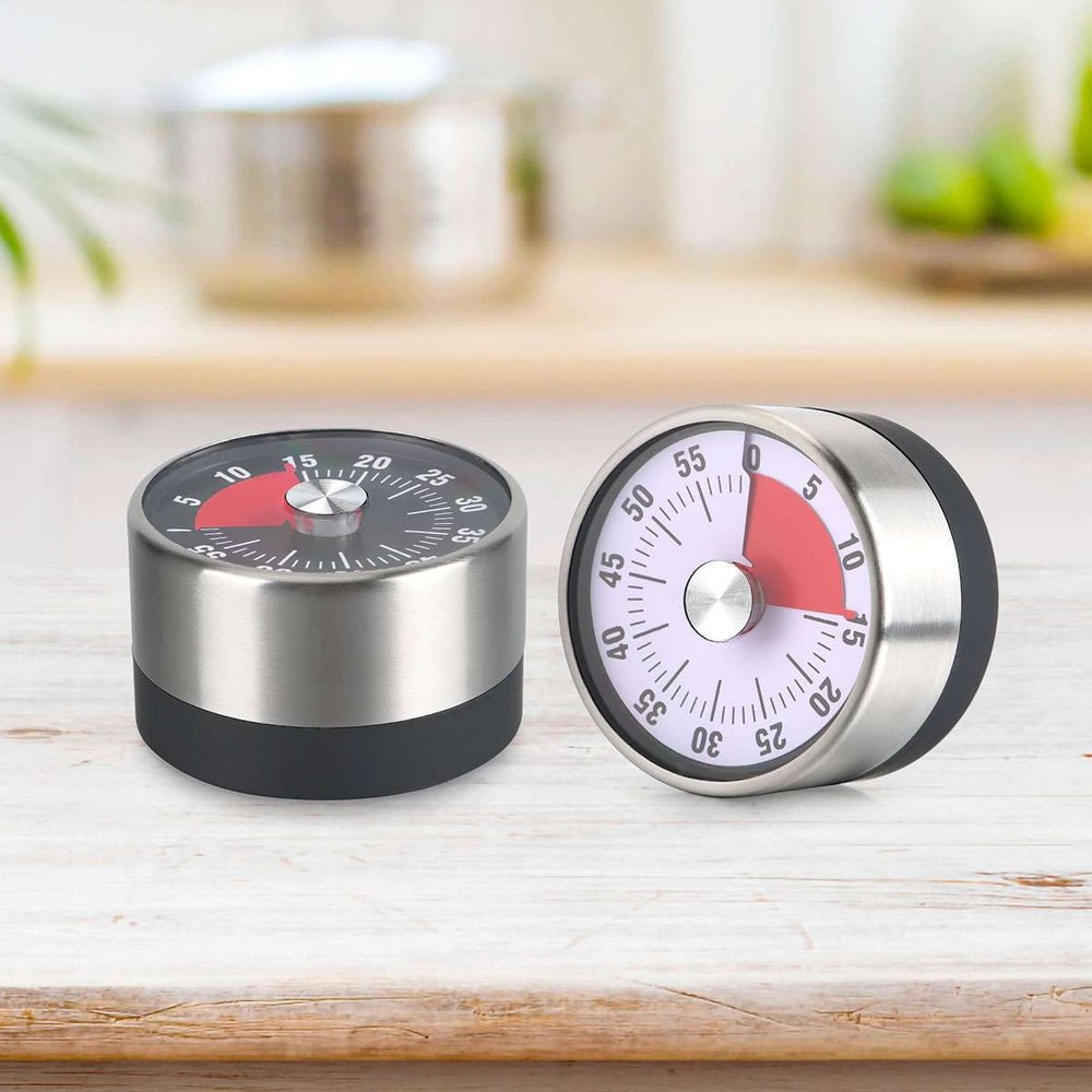 Mechanical Kitchen Timer 60min Countdown Cooking Visual Magnetic Alarm Reminder