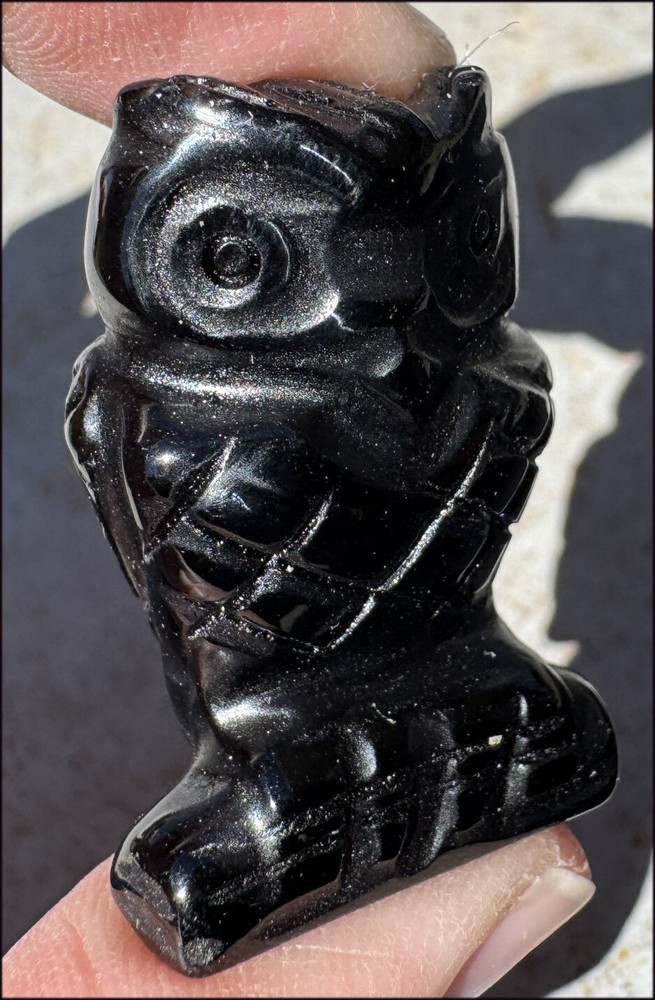 Black Obsidian OWL Totem - Wisdom, Remove negativity