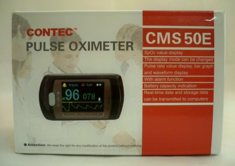 CONTEC MULTI-COLOR OLED RECHARGEABLE FINGERTIP PULSE OXIMETER USB CD-ROM & CASE