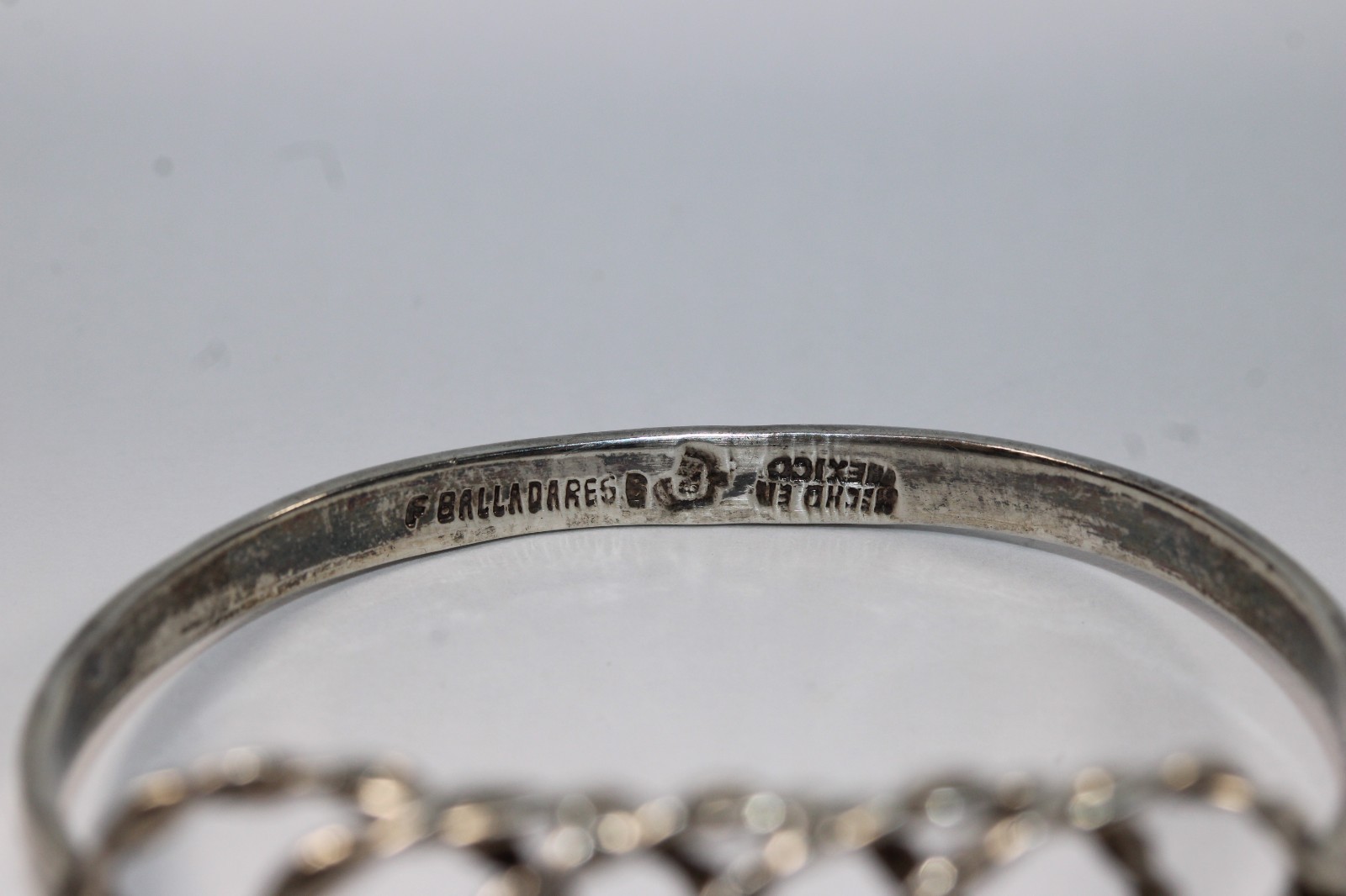 F. Balladares Taxco Sterling Silver Modernist Cuff Bracelet Signed 7" #0478