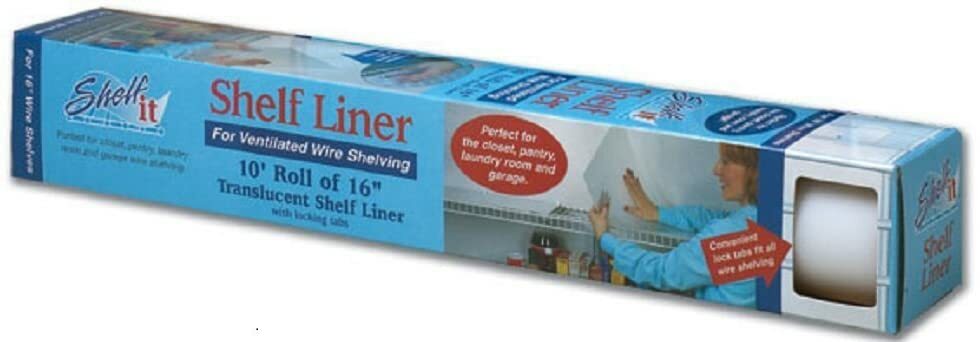 Shelf-It Shelf Liner for 16" Wire Shelving with Locking Tabs - 10 Foot Roll
