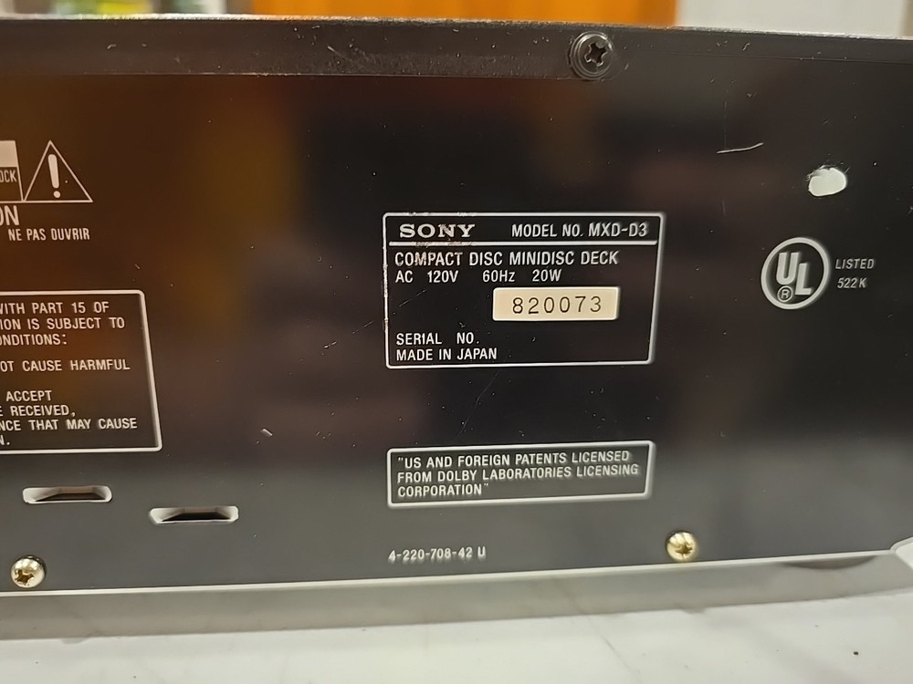 Sony Compact Disc Minidisc Deck MXD-D3 (Tested And Working) No Remote