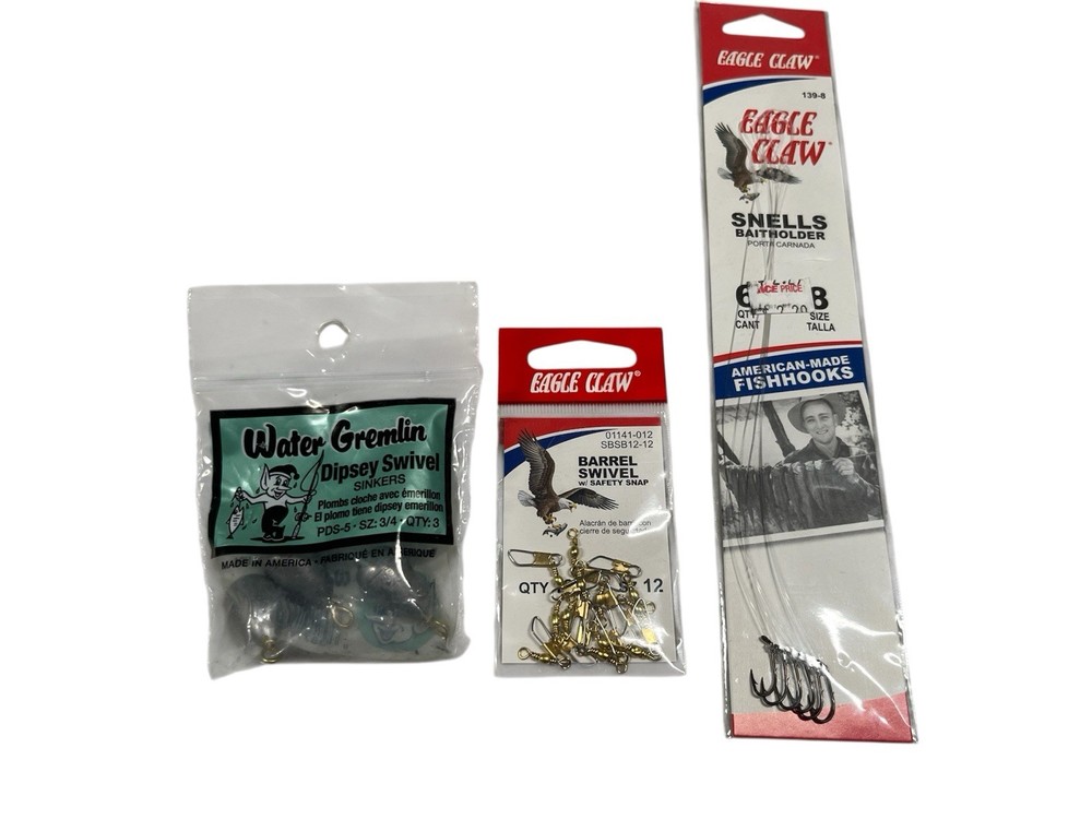 Fishing Hooks Sinkers & Barrel Swivels Set