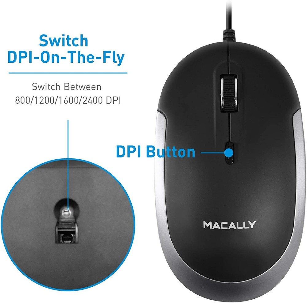 Macally USB Type C Mouse - Slim for MacBook Pro iMac PC etc