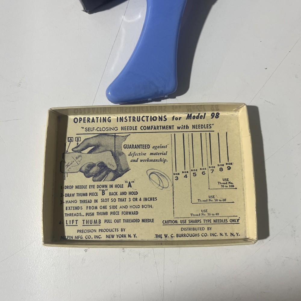 VTG Thread-a Matic "GEM" Model 98 Sewing Automatic Needle Threader In Box