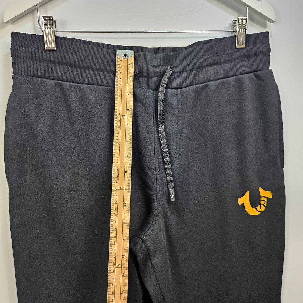 True Religion Joggers Black Logo Cotton Blend Drawstring Medium