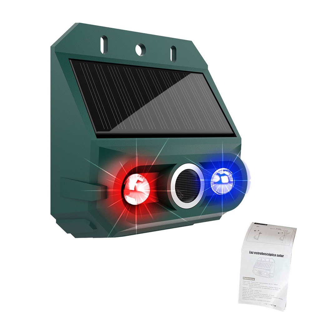 4-Solar Motion Sensor Alarm With Strobe Light For Outdoor Security