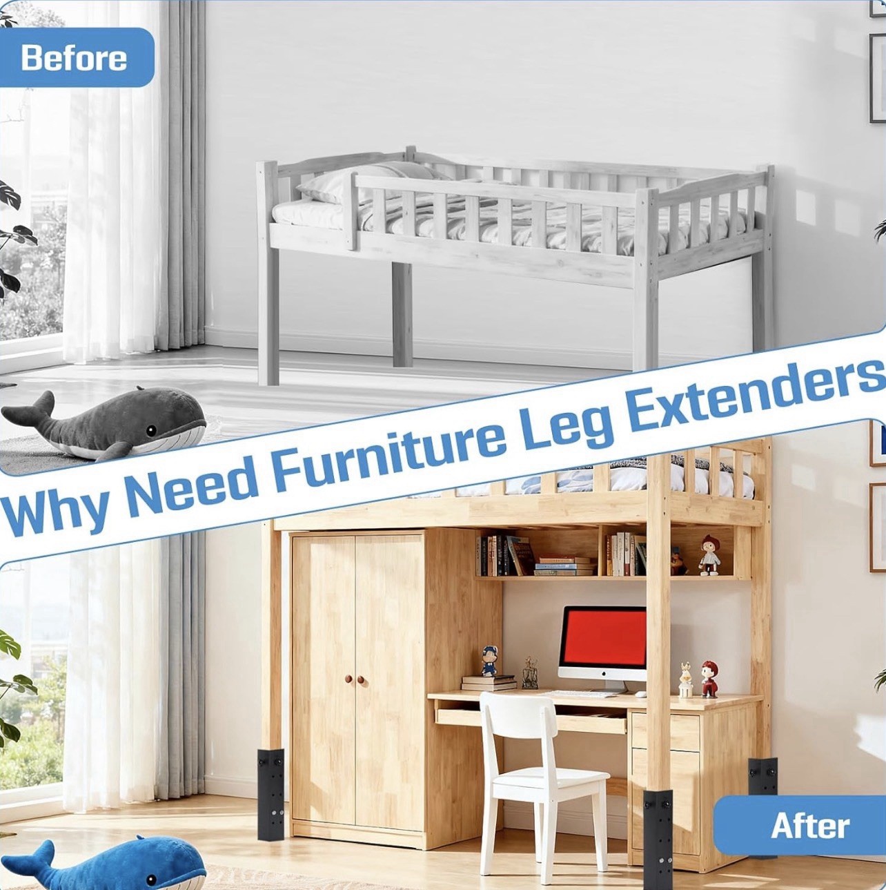 4 Pack 3.15” Diameter Dorm Bed Risers Heavy Duty 11.8LB Metal New