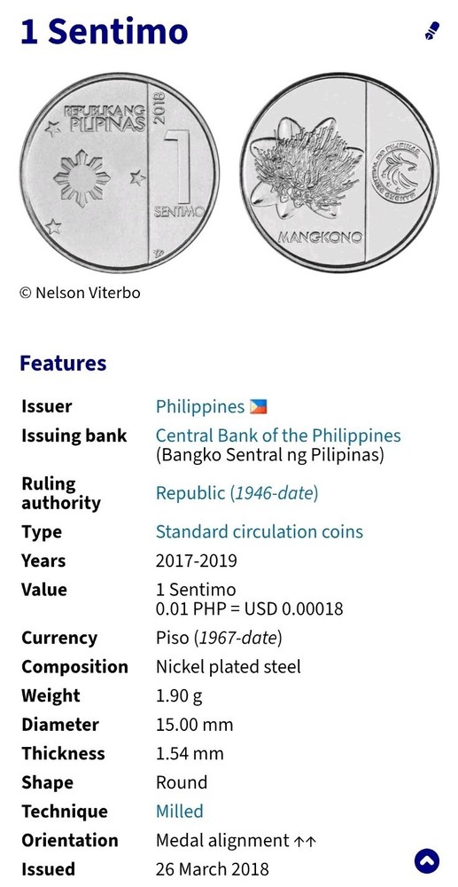 Philippines 2018 1 Sentimo New Generation Currency.UNCIRCULATED.