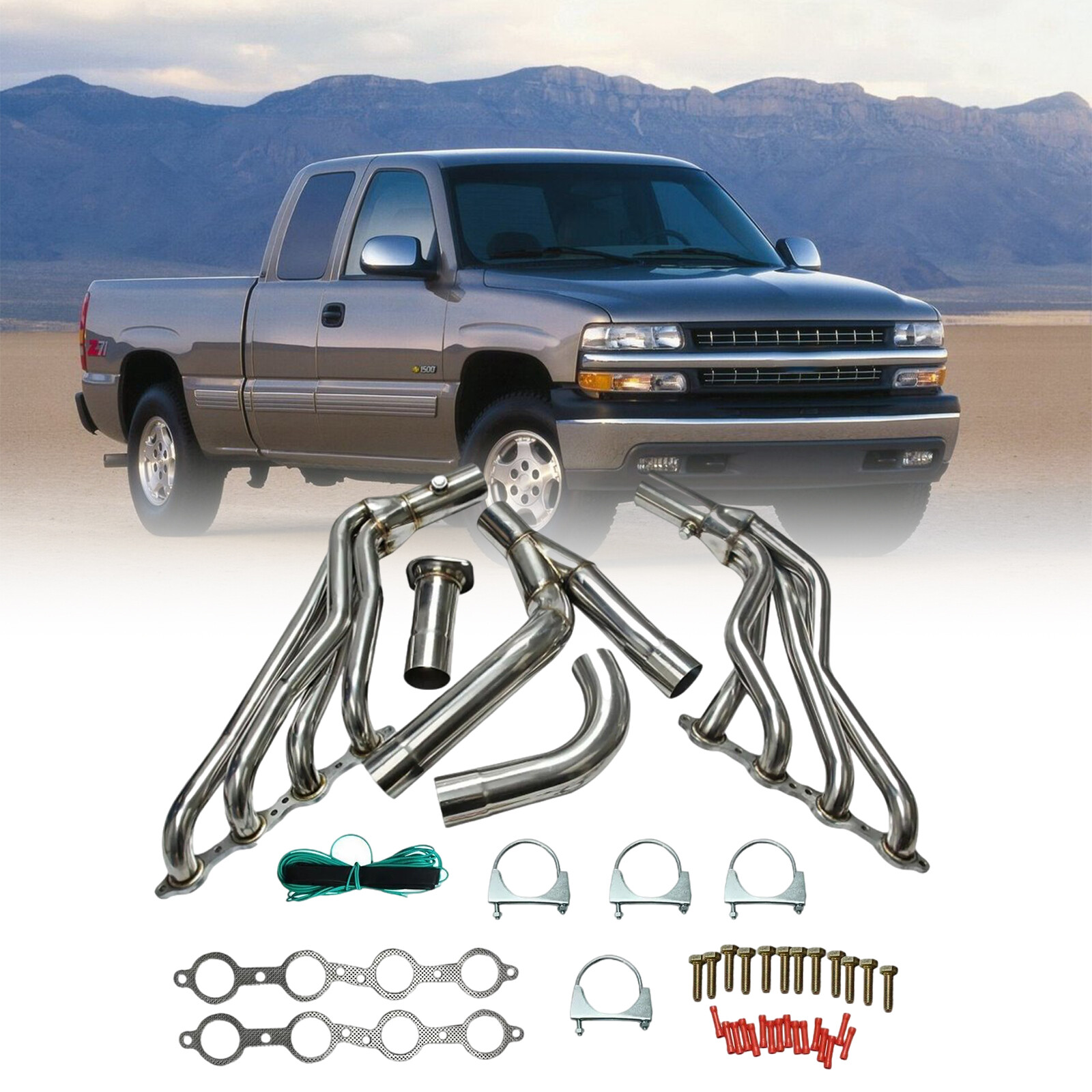 Long Tube Headers w/ Y Pipe For 99-06 Chevy GMC Sierra Silverado 4.8/5.3/6.0