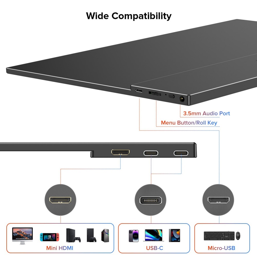 UPERFECT 15.6" 1920x1080 Touchscreen IPS PC Screen Portable Screen HDMI USB-C
