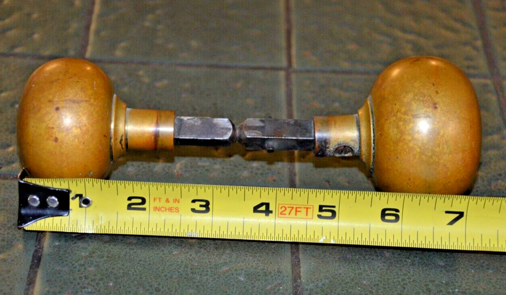 Door Knobs  2 1/4" Vintage Pr Antique BRASS